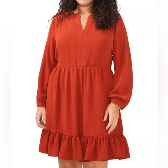 Vince Camuto NWOT Plus Size Red Ruffle Dress - Picture 1 of 8